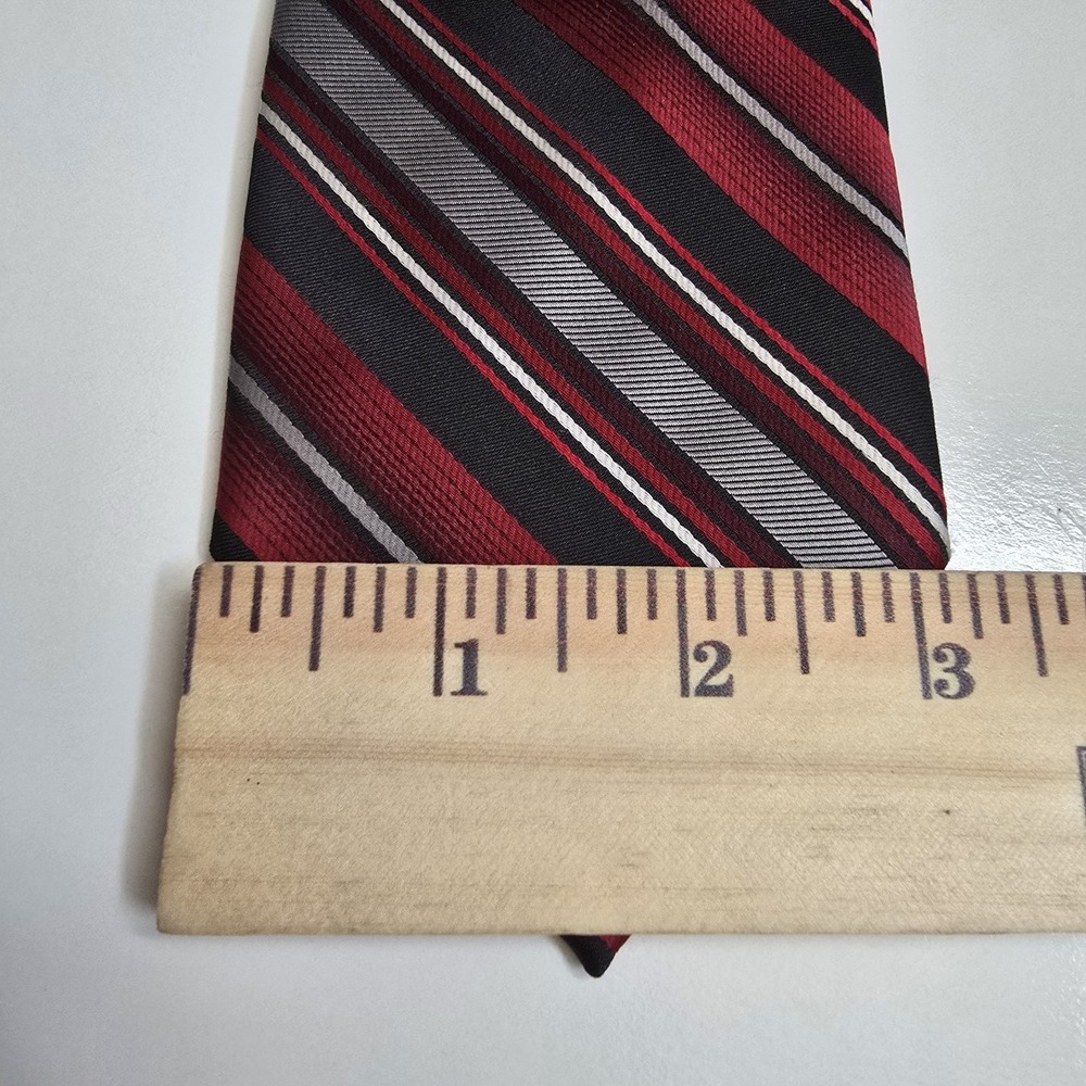 Pierre Cardin Men Neck Tie Striped Red White Valentines Standard Classic Elegant - Picture 4 of 5